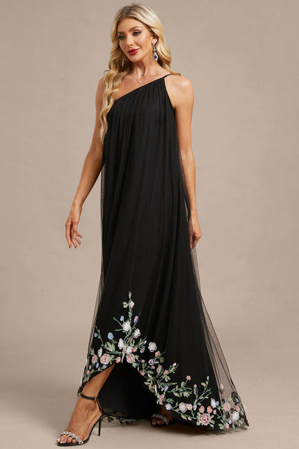 Robe Trapèze Asymétrique Fleurie - gallery 3