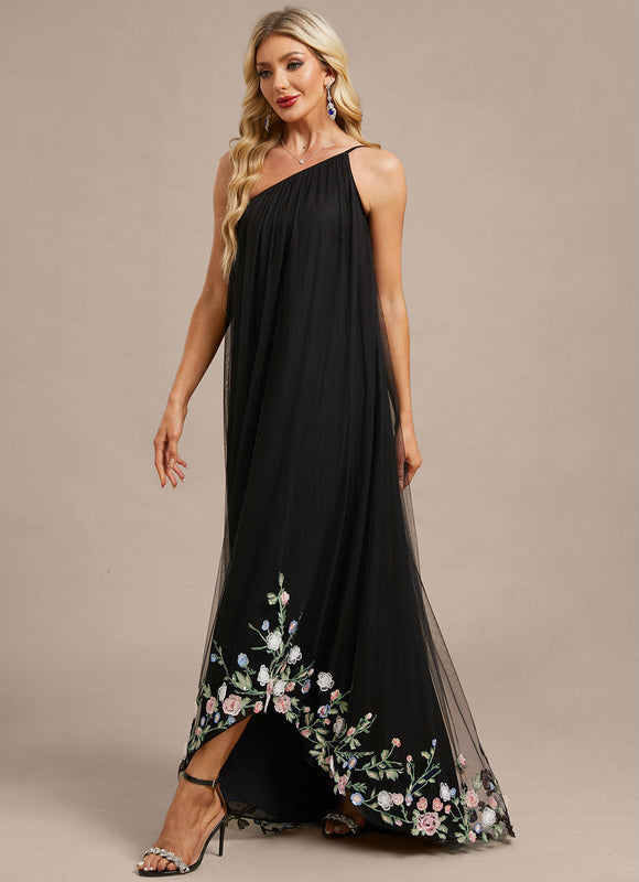 Robe Trapèze Asymétrique Fleurie - gallery 3