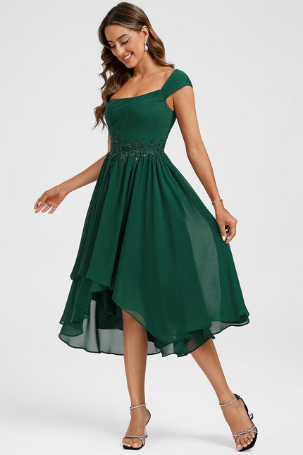 Robe Asymétrique Émeraude Fluide - gallery 3
