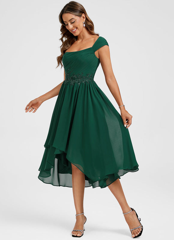 Robe Asymétrique Émeraude Fluide - gallery 3