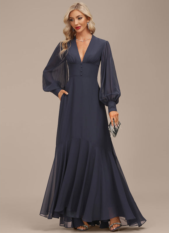 Robe Bleu Marine Asymetrique - gallery 6