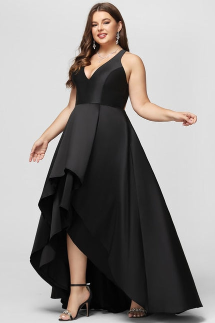 Robe Asymétrique Satin Noir - gallery 5