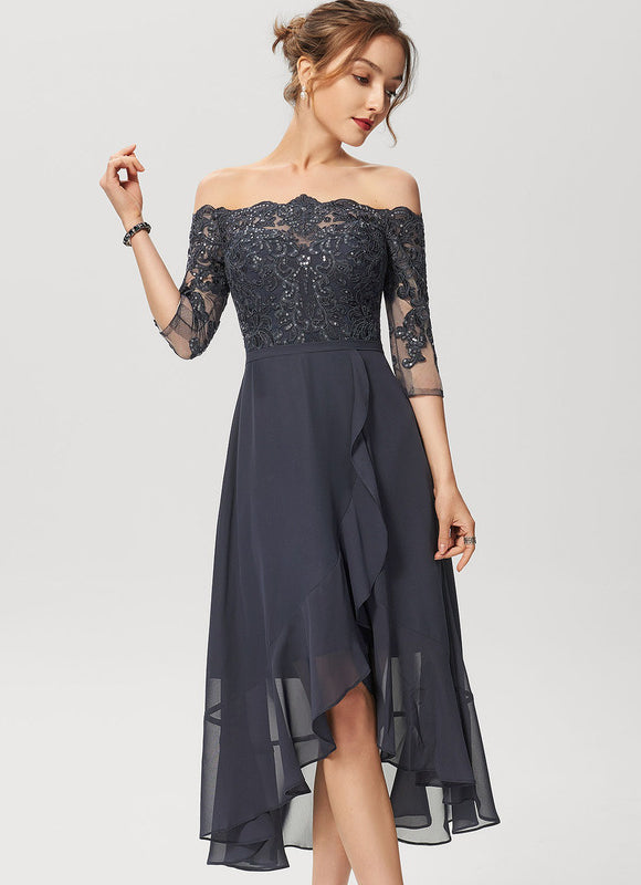 Robe Asymétrique Soirée Brodée