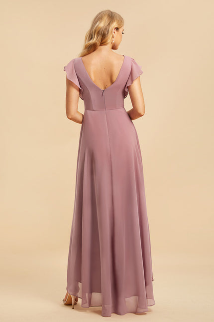 Robe Asymétrique Fluide À Volants - gallery 1