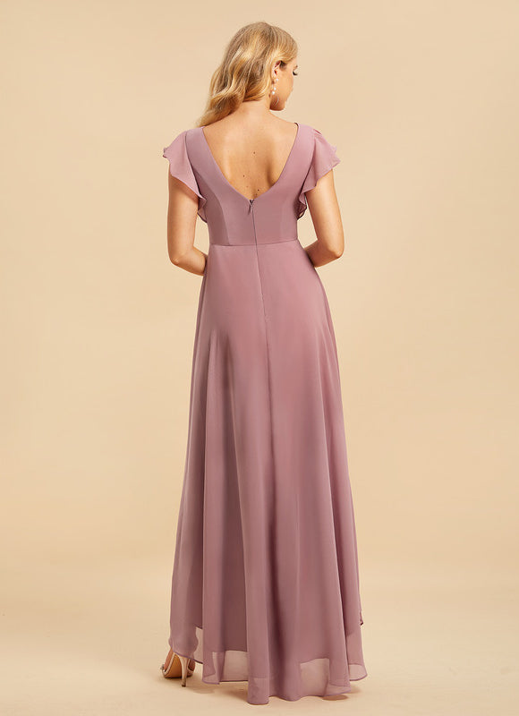 Robe Asymétrique Fluide À Volants - gallery 1