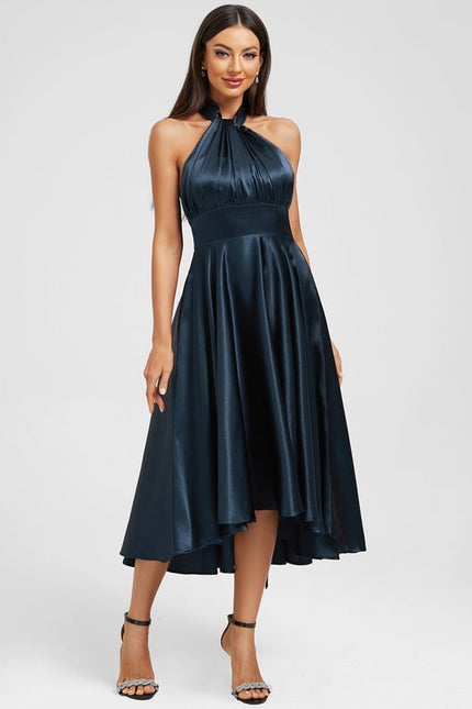 Robe Asymétrique Bleu Marine - gallery 2