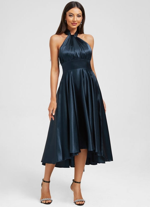 Robe Asymétrique Bleu Marine - gallery 2