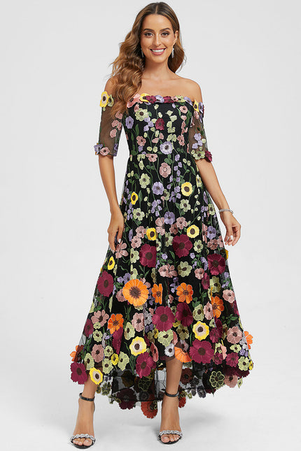 Robe Asymétrique Étoffe Florale - gallery 1