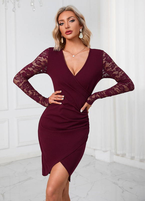 Robe Bordeaux Asymétrique - gallery 2