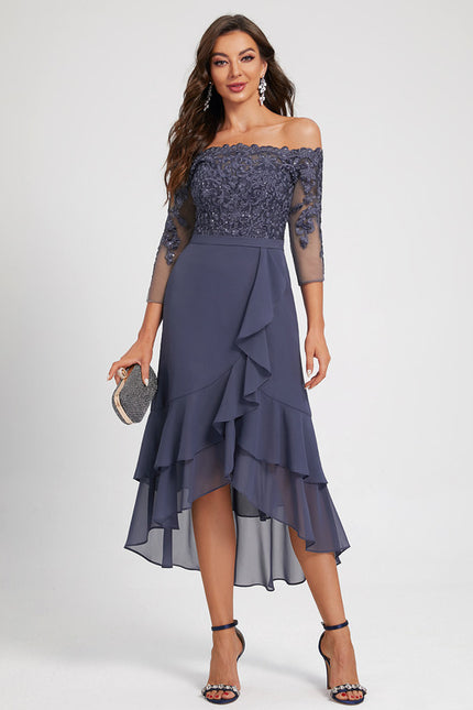 Robe Asymétrique Ondulée Marine