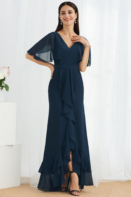 Robe Courte Asymétrique Coupe Trapèze À Volants