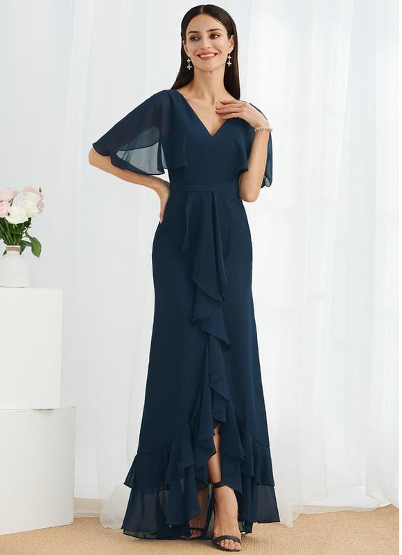 Robe Courte Asymétrique Coupe Trapèze À Volants