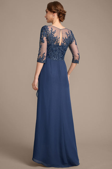 Robe Asymétrique Bleu Ornée - gallery 6