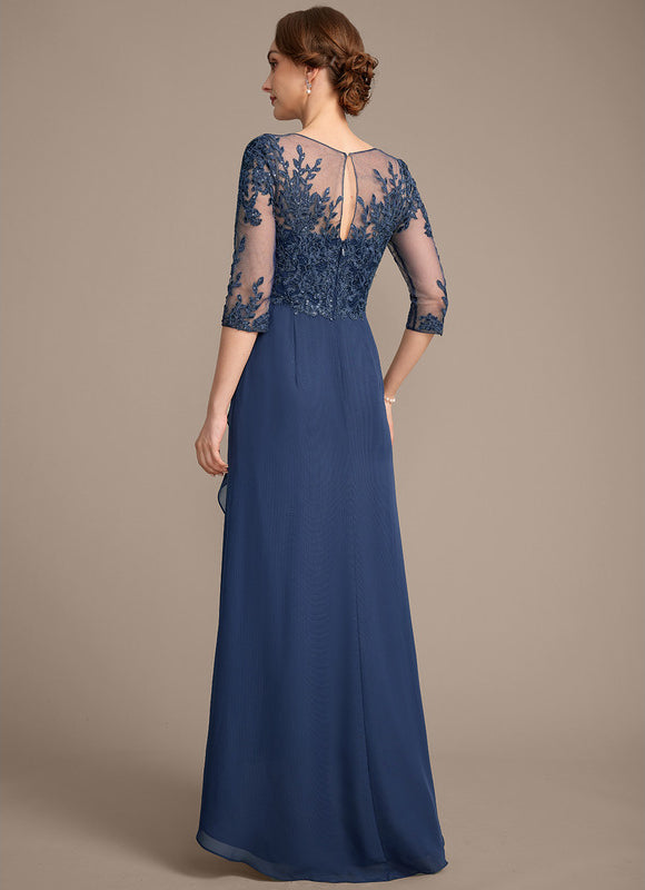 Robe Asymétrique Bleu Ornée - gallery 6