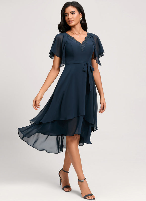 Robe Asymétrique Fluide Dentelle