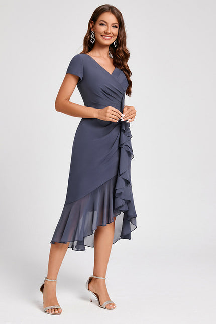 Robe Asymétrique Fluide Grisâtre - gallery 5
