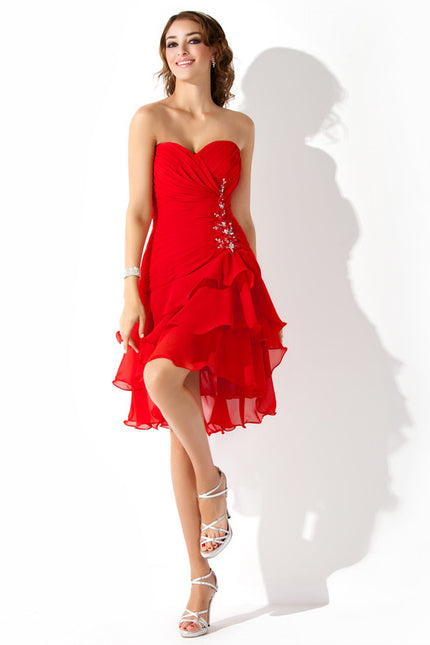 Robe Asymétrique Rouge Cascade - gallery 3