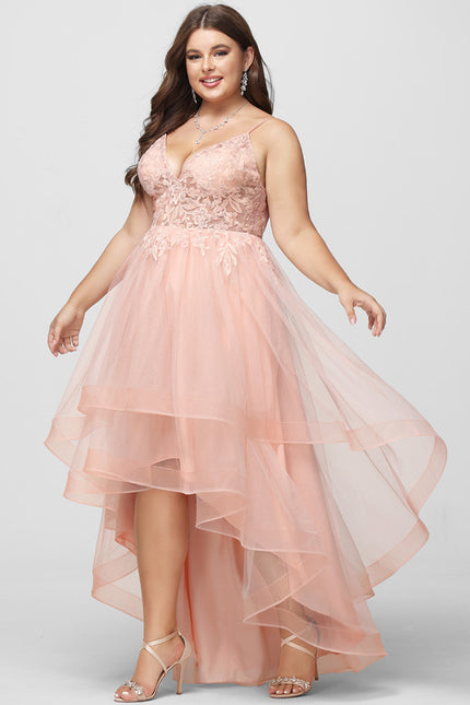 Robe Asymétrique Floue Rose Élégante - gallery 6