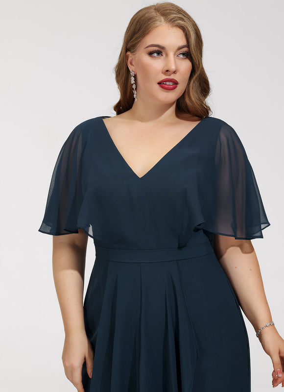 Robe Courte Asymétrique Coupe Trapèze À Volants - gallery 9