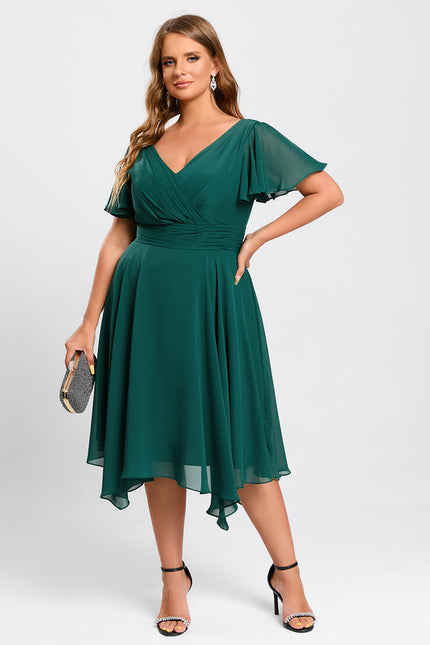 Robe Courte Asymétrique Coupe Trapèze À Volants - gallery 7