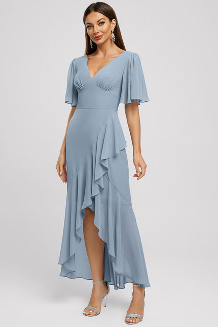 Robe Asymétrique Fluide Bleu Ciel - gallery 1