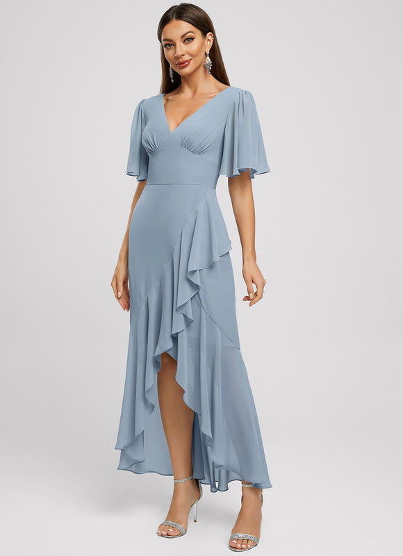 Robe Asymétrique Fluide Bleu Ciel - gallery 1