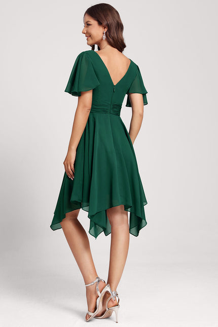 Robe Courte Asymétrique Coupe Trapèze À Volants - gallery 4