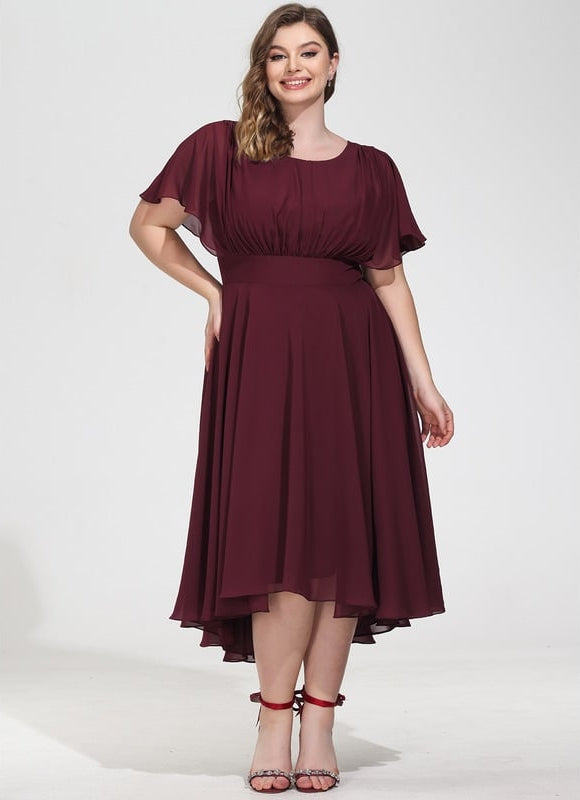 Robe Asymétrique Fluide À Volants - gallery 8