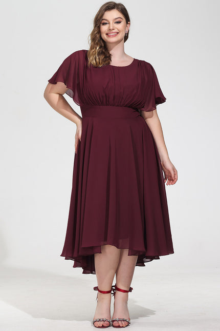 Robe Asymétrique Mousseline Prune - gallery 8