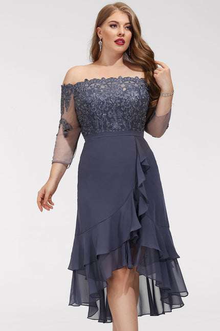 Robe Asymétrique Ondulée Marine - gallery 8