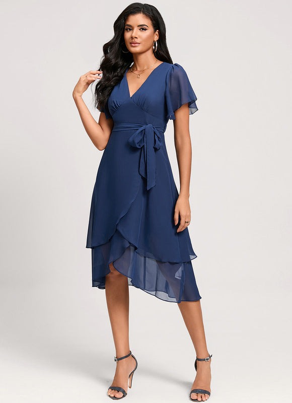 Robe Asymétrique Fluide Vert Pâle - gallery 4