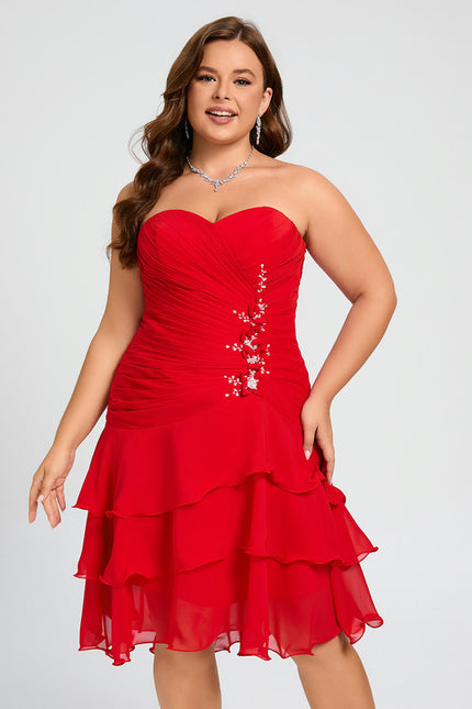 Robe Asymétrique Rouge Cascade - gallery 6