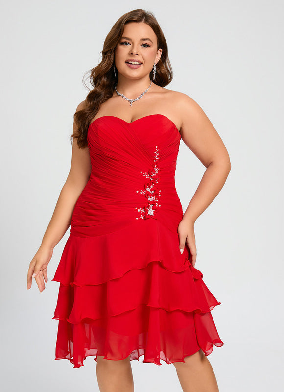 Robe Asymétrique Rouge Cascade - gallery 6