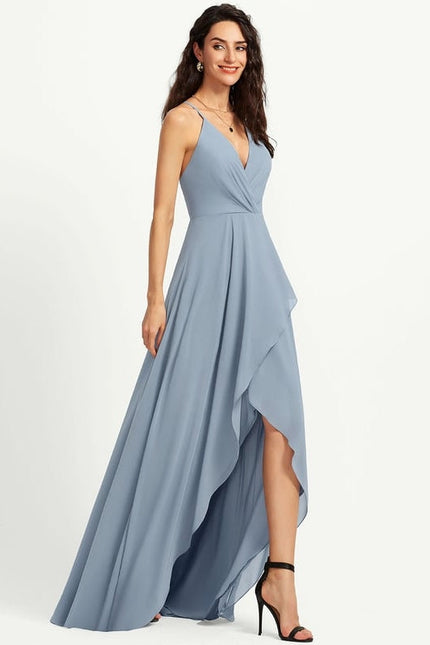 Robe Courte Asymétrique Coupe Trapèze À Volants - gallery 3