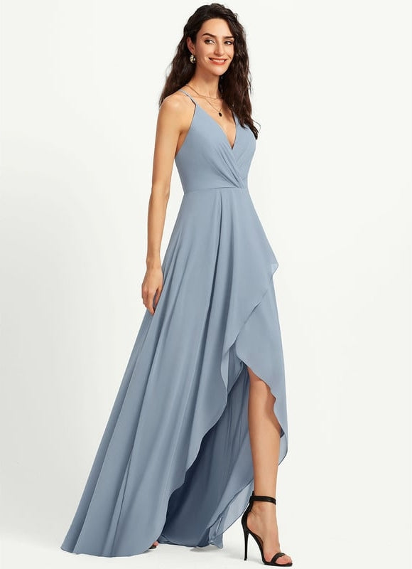 Robe Courte Asymétrique Coupe Trapèze À Volants - gallery 3
