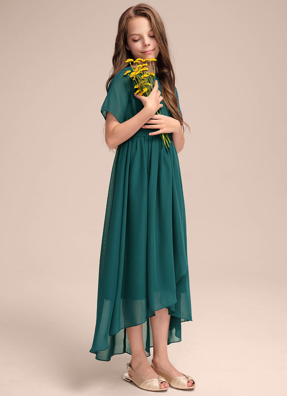 Robe Asymétrique Mousseline Émeraude - gallery 3