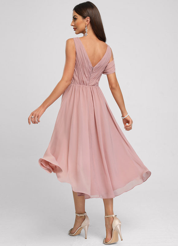 Robe Asymétrique Plissée Émeraude - gallery 3
