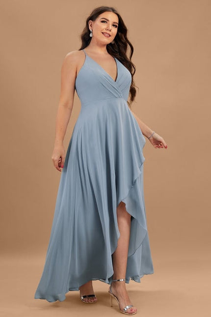 Robe Courte Asymétrique Coupe Trapèze À Volants - gallery 8