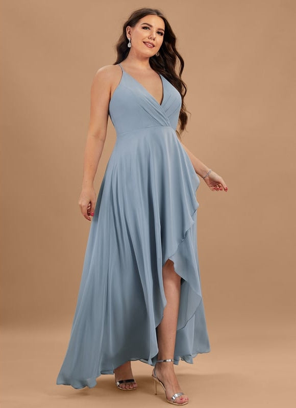 Robe Courte Asymétrique Coupe Trapèze À Volants - gallery 8
