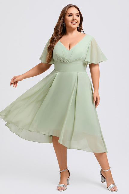 Robe Asymétrique Fluide Vert Pâle - gallery 8
