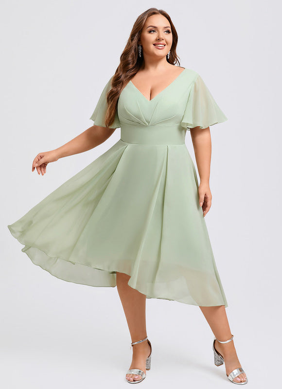 Robe Asymétrique Fluide Vert Pâle - gallery 8