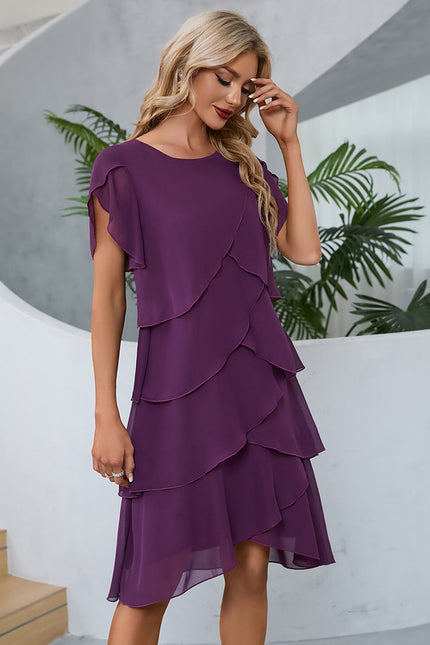 Robe Asymétrique Midi Volants Marine - gallery 9