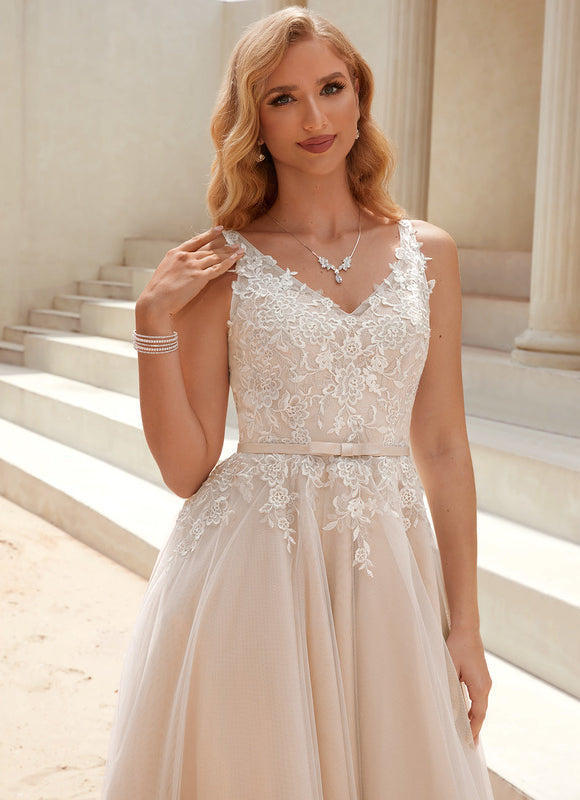 Robe Asymétrique Tulle Nude - gallery 4