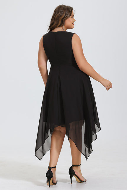 Robe Courte Asymétrique Coupe Trapèze À Volants - gallery 5