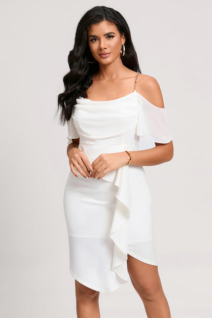 Robe Asymétrique Élégante À Volants - gallery 1