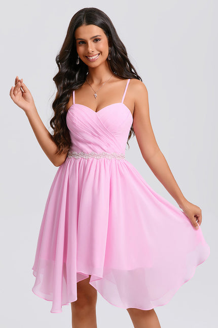 Robe Asymétrique Bal Rose Légère - gallery 1