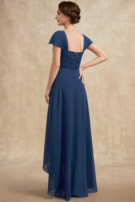 Robe Asymétrique Mousseline Bleu Profond - gallery 7