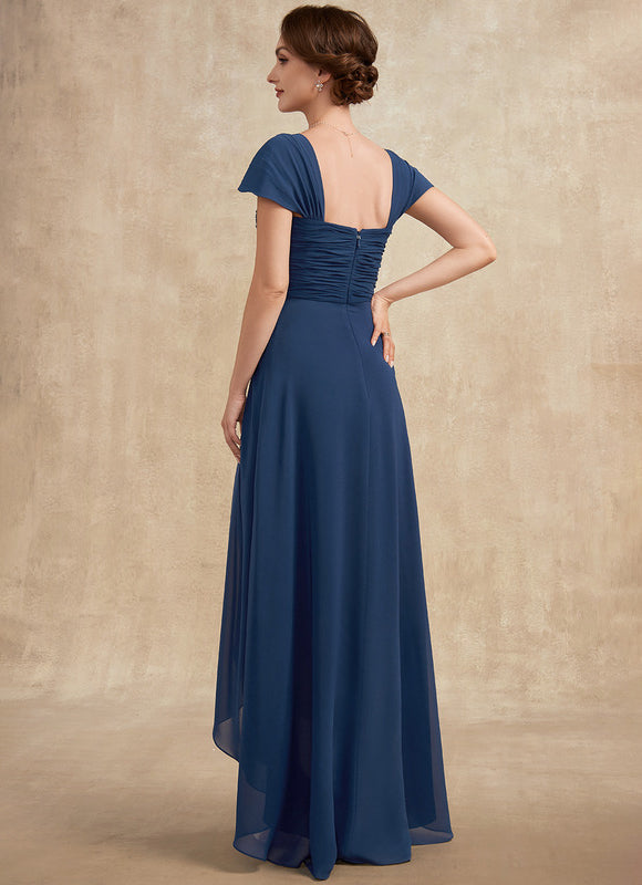 Robe Asymétrique Mousseline Bleu Profond - gallery 7