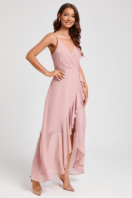 Robe Asymétrique Fluide Rose Pâle