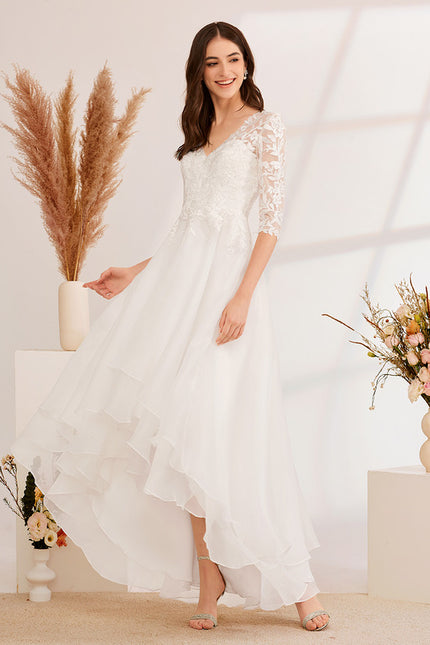 Robe Asymétrique Aérienne Dentelle - gallery 1